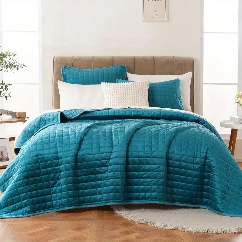 Luxury-Velvet-Quilt-Set-Twin-Size-Lightweight-Reversible-Oversized-Bedspread-Quilted-Bedding-Set