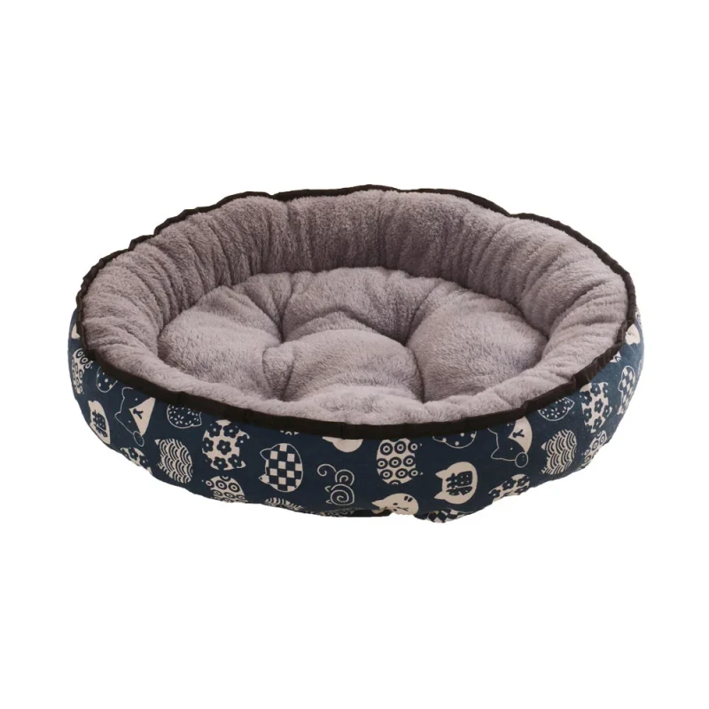 Luxury-Washable-Breathable-Anti-slip-Cat-Bed-with-Fiber-Material-and-Print-Design-for-Pets-Dogs