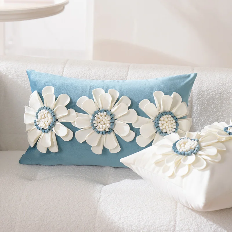 Luxury-Wedding-Decoration-Handmade-Colorful-Velvet-Sunflower-Bolster-Throw-Pillow-Cushion-Cover