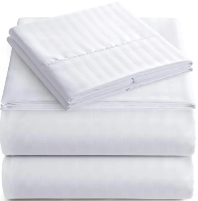 Luxury-White-Hotel-Linen-1cm-Satin-Stripe-100-Cotton-Bulk-Bed-Flat-Sheets-for-Star-Hotel