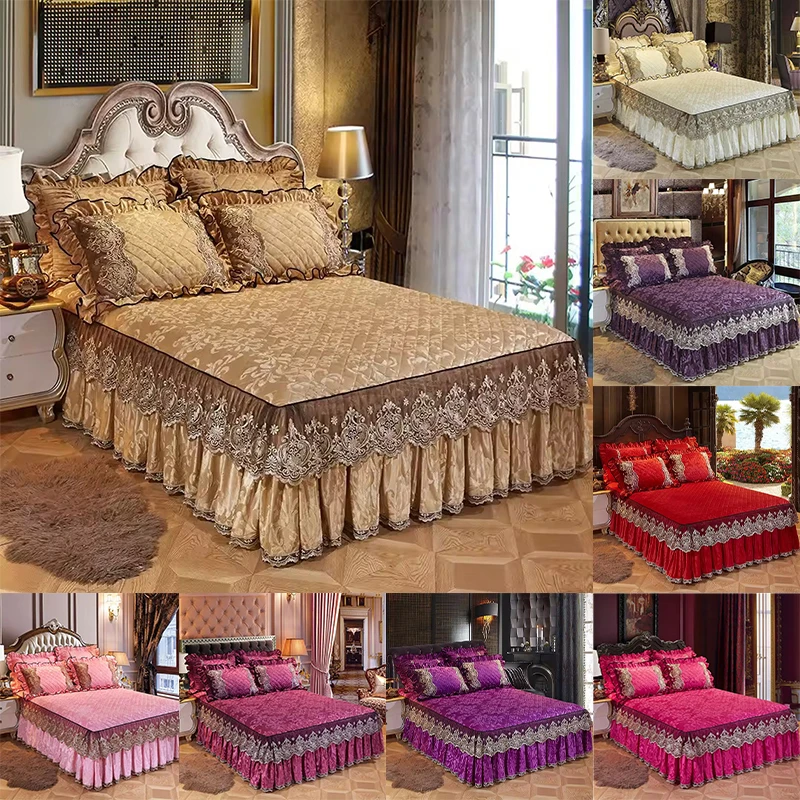 MU-Bed-Sheet-Luxury-Velvet-Solid-Color-Lace-Thickened-Non-slip-Cover-European-Crystal-Velvet-Bed-Skirt-Bed-Sheet