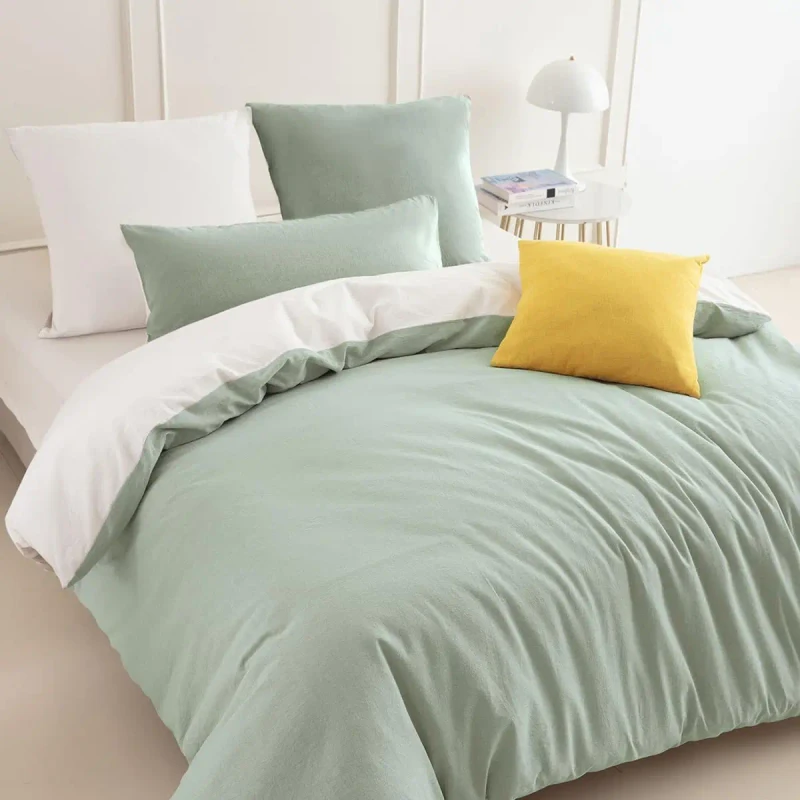 Made-China-New-Design-Comforter-Set-Queen-Size-Two-Tone-Microfiber-300tc-100-Washed-Linen-Wedding-Seven-Piece-Kit-Bedding-Set