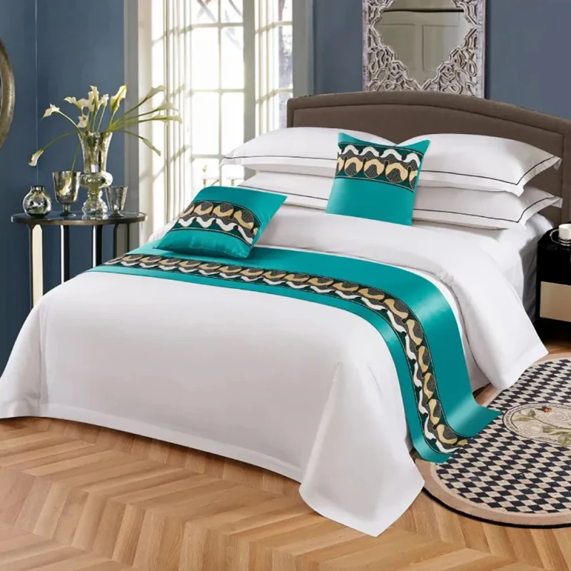 Manufacture-Bedding-Set-Custom-100-Cotton-Hotel-Bed-Runner-Cushions-Bedsheet-Sets