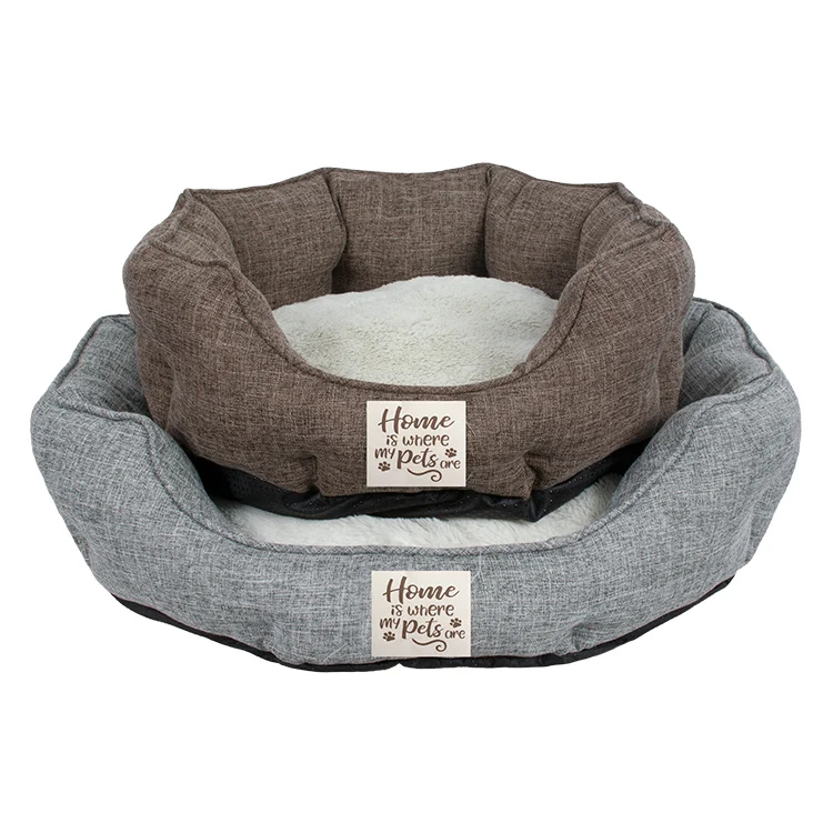 Manufacturer-Linen-Soft-Plush-Material-Dog-Bed-Grey-Coffee