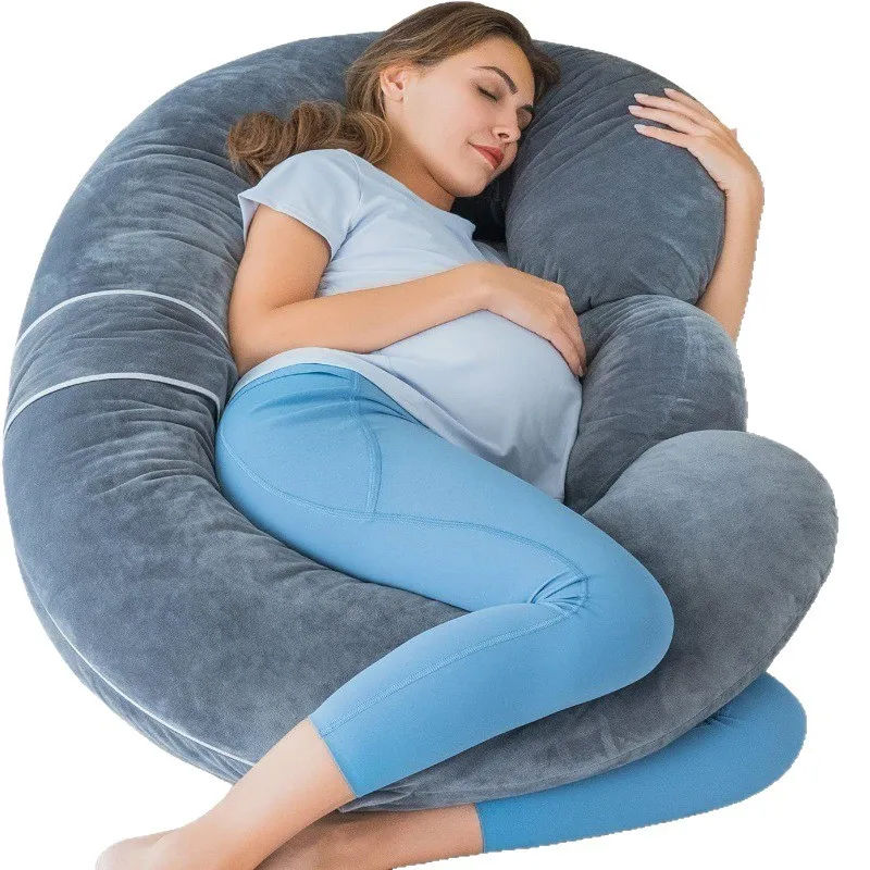 Maternity-Pillow-for-Sleeping-with-Extra-Wedge-Pillow-Belly-Support-Detachable-Body-Pillow-Breathable-Cover