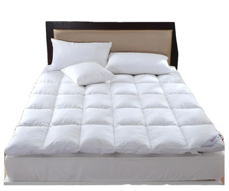 Mattress-Duvet-100-Organic-Cotton-White-Duck-Feather-Filling-5-Stars-Hotel-Bed-Mattress-Topper-Pad