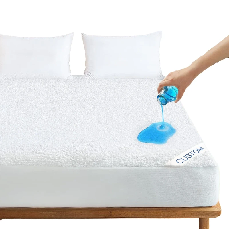Mattress-Pad-Cotton-Terry-Fabric-Waterproof-Thick-Breathable-Customizable-Anti-dirt-Anti-leak-Bed-Protector