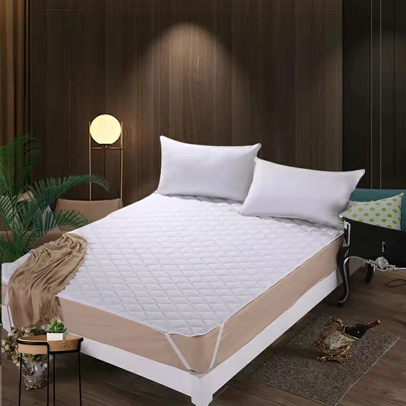 Mattress-Topper-Waterproof-Fabric-White-Queen-Mattress-Protector-Single-Size-for-Home-and-Hotel-Using