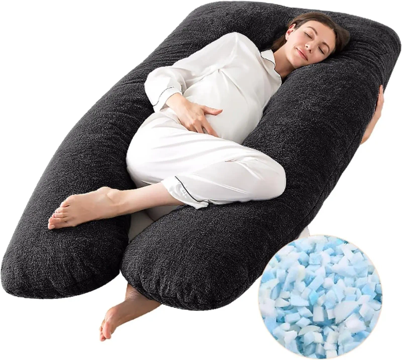 Memory-Foam-Filling-Full-Body-Pillow-for-Adults-Maternity-Pillow-with-Velvet-Cover-U-Shaped-Pregnancy-Pillows-for-Sleeping