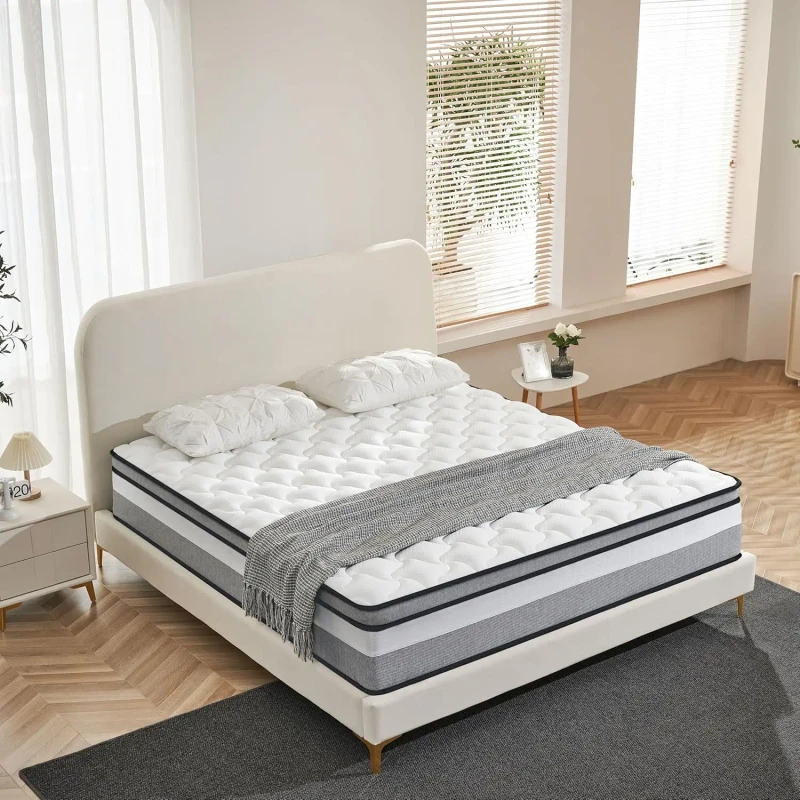 Memory-Foam-Individually-Wrapped-Pocket-Coils-Innerspring-Pressure-Relief-Quality-Value-Topper-Fast-Delivery