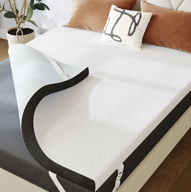 Memory-Foam-Mattress-Topper-with-Fabric-Cover-Cooling-Gel-Infused-Mattress