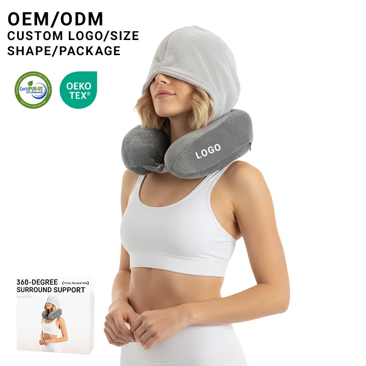 Memory-Foam-Neck-Support-Pillow-with-Hood-U-Shaped-Neck-Pillow-for-Adjustable-Flight-at-Office-and-Home-Accept-Custom-1