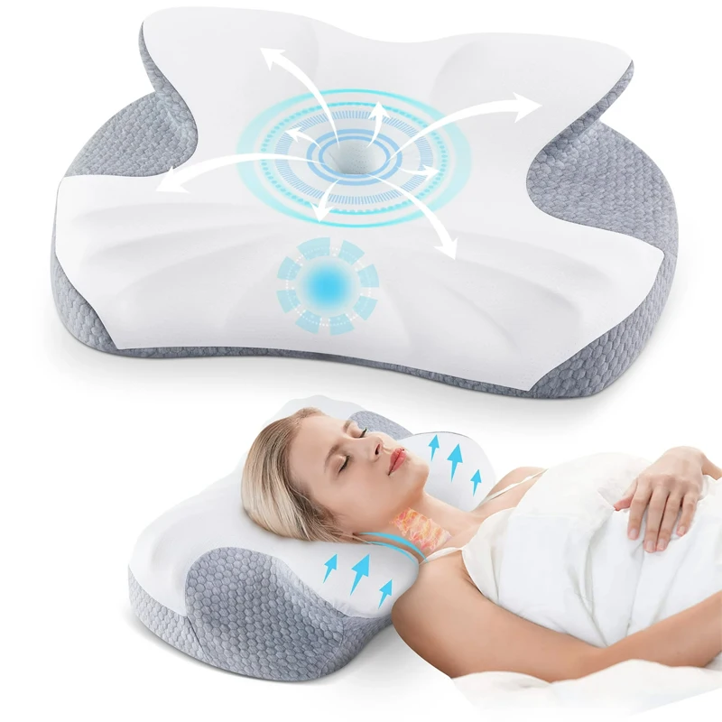 Memory-Foam-Pillows-Designed-to-Relieve-Neck-Strain-While-Sleeping-Ergonomic-Pillows-with-Breathable-Pillowcases