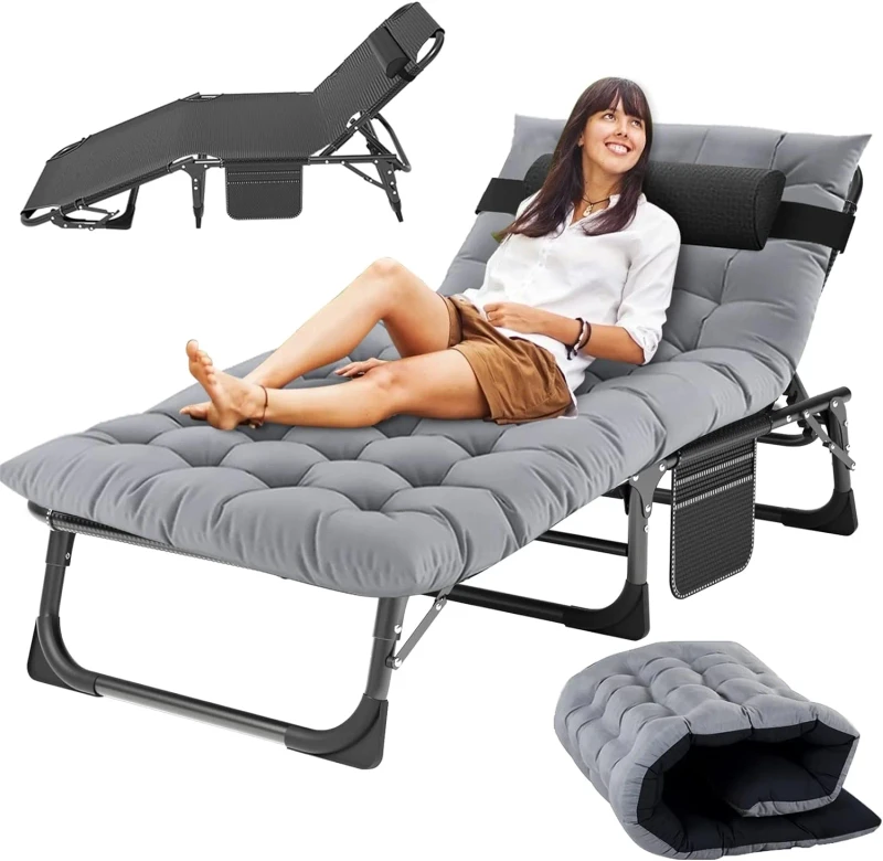 Metal-Outdoor-Camping-Cot-and-Chaise-Tent-Bed-Lounge-Chair-Portable-Folding-Fabric-Foldable-OEM-Travel-Bed