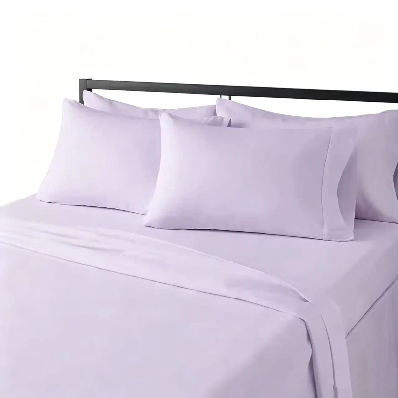 Microfiber-4-Pcs-Purple-Solid-Bedding-Set-Fitted-Sheet-Flat-Sheet-2Pillowcases-Soft-Lightweight-Fabric-Stain-Resistant-Easy-Care