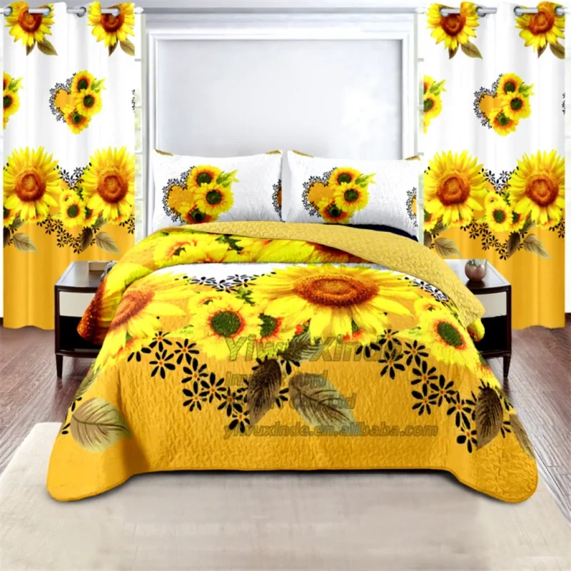Microfiber-King-Size-Quilt-Set-6-Piece-Lightweight-Bedspreads-Coverlet-Bedding-Set-with-Matching-Curtainns
