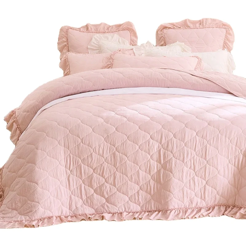 Microfiber-Quilt-Set-Lightweight-Reversible-Coverlets-Retro-Bed-Cover-Bedding-Set-All-Season-Quilts-Light-Pink