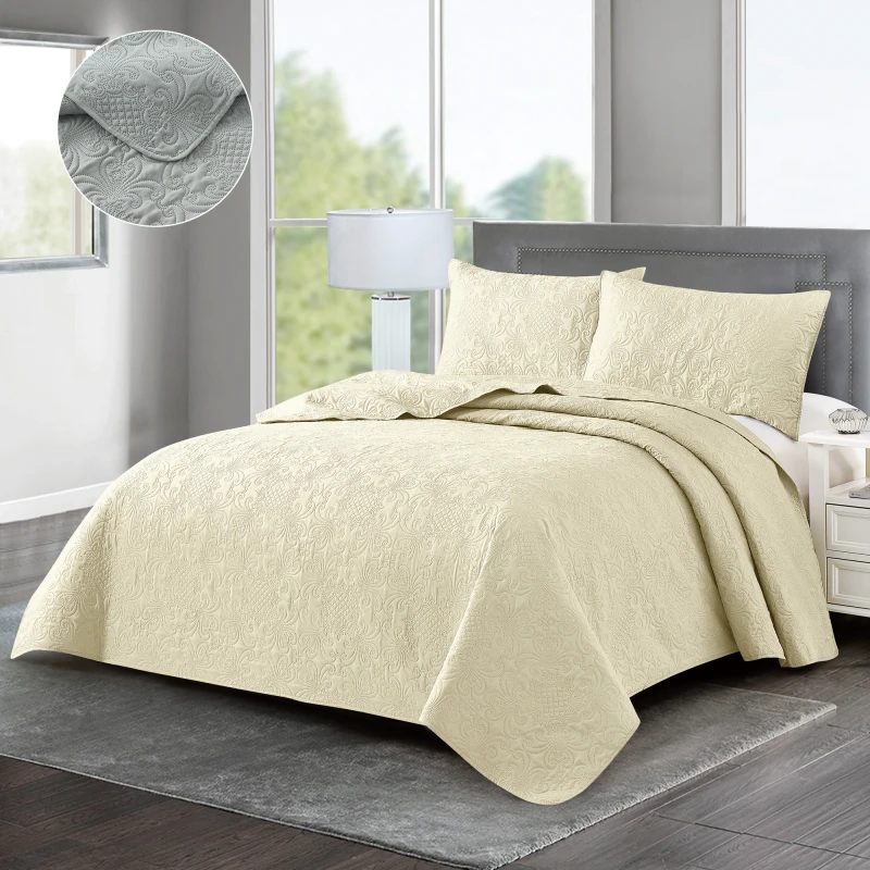 Microfiber-Ultrasonic-Quilted-Bed-Cover-3pcs-Comforter-Sets-Bedding-Flower-Pattern