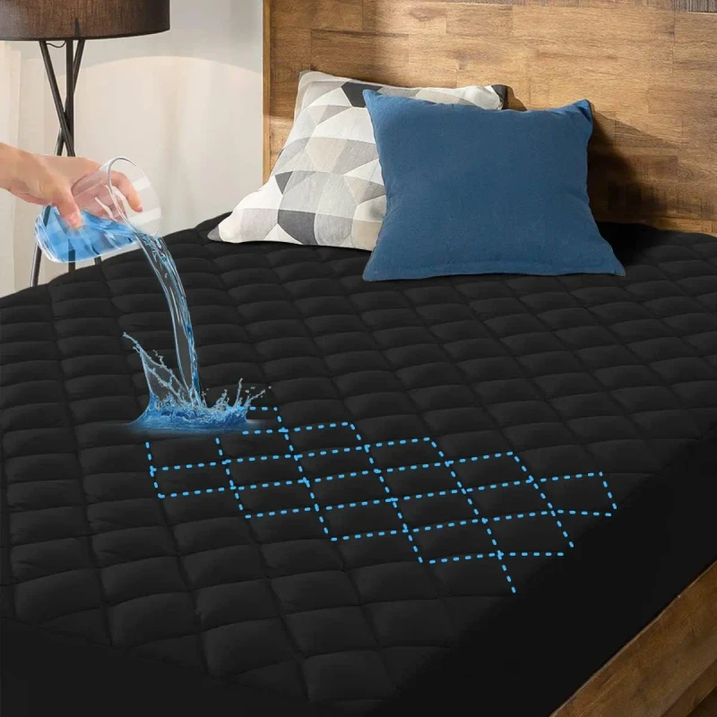 Microfiber-Waterproof-Mattress-Protector-Thick-Quilted-Anti-Mite-Fitted-Sheet-Non-Slip-Mattress-Cover