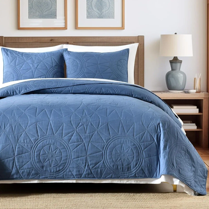Microfibre-Geometric-Diamond-Stitched-Pattern-Reversible-Quit-Coverlet-Bedspread-Set-All-Season-Factory-Direct-Sales-for-Home