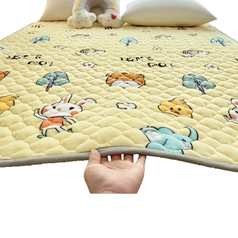 Milk-Velvet-Cartoon-Antibacterial-Mattress-Topper-Soft-Pad-Non-Slip-for-Household-Student-Dormitory-Use