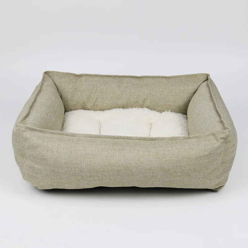 Minimalist-Custom-Logo-Beige-Linenette-Fabric-Rectangle-Solid-Eco-Friendly-Non-Slip-Machine-Washable-All-Year-Three-Size-Pet-Dog