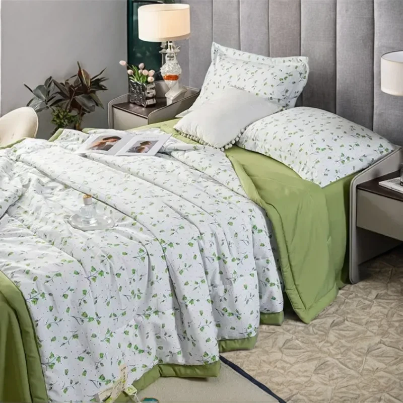 Minimalist-Single-Double-Person-Cotton-200TC-Anti-Static-Summer-Cooling-Quilt-Comforter-Four-Piece-Korean-Duvet-Cover-for-Hotel