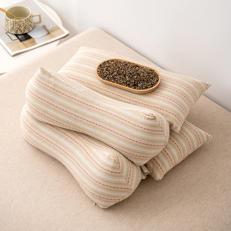 Minimalist-Stripe-Design-Buckwheat-Cervical-Pillow-Comfortable-Neck-Care-Buckwheat-Filling-Breathable-Lightweight