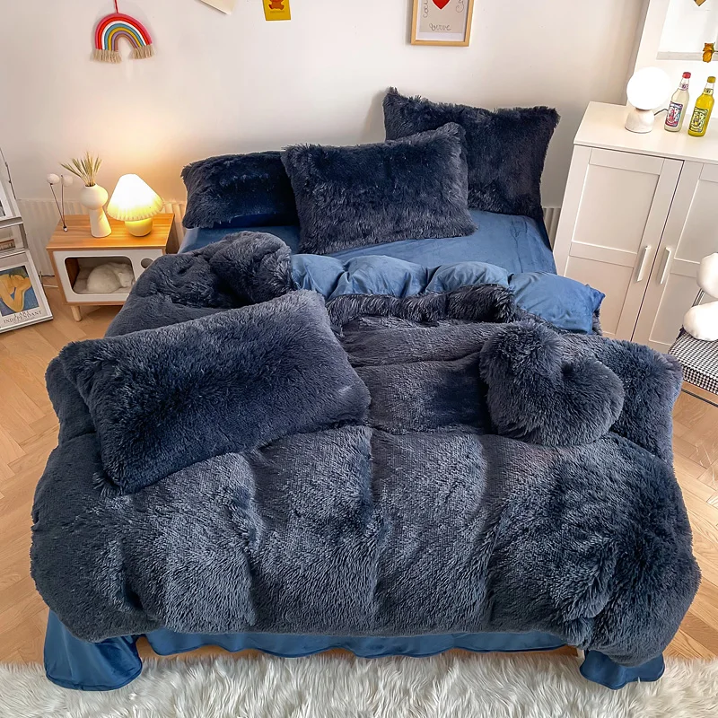 Mink-Velvet-Bed-Sheet-Set-Solid-Color-Modern-Style-Duvet-Cover-with-Printed-Four-Piece-Water-Washable-Fitted-Sheet-Bedding-Set
