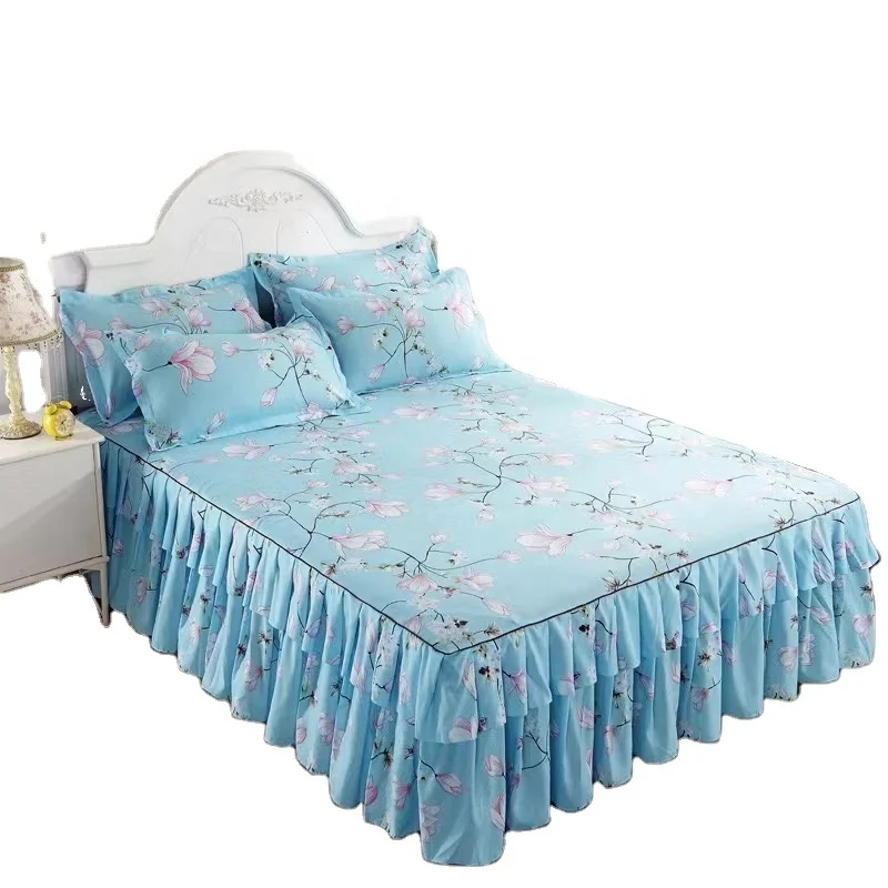Modern-3-piece-Duvet-Cover-Set-Floral-Linen-Bedding-Set-Washed-Polyester-Bed-Sheet-Bed-Skirt-Set-Bedroom-Opp-Bag
