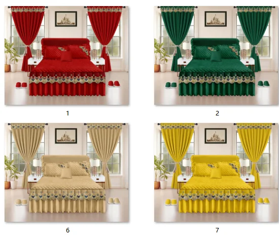 Modern-5Pcs-Bed-Skirt-Set-Cotton-400TC-Bedding-Set-Quilted-Bedskirt-Set-Bedspread-Lace-Ruffles-and-Curtains-Bed-Sheet-King-Size