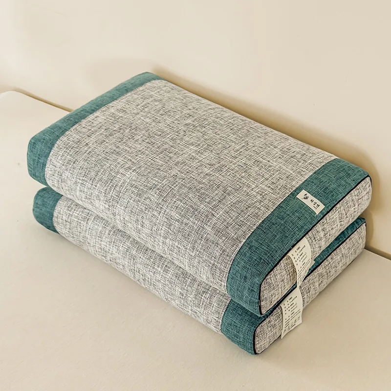 Modern-Bamboo-Slub-Texture-Rectangle-Solid-Color-35-55cm-Herbal-Buckwheat-Husk-Neck-Protection-Antibacterial-Bed-Pillow