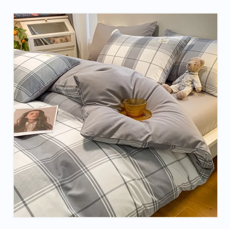 Modern-Checkered-Patterns-Super-King-Flat-Fitted-Bed-Sheet-Set-Printed-Duvet-Cover-Bedding-Sets