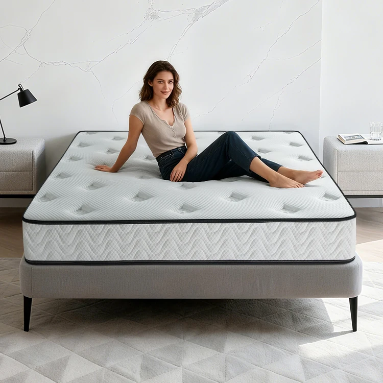 Modern-Design-Hybrid-Mattress-Polyester-Fabric-Cover-Durable-Breathable-25cm-Thickness-10-Year-Warranty-King-Queen-Sizes-Hotel