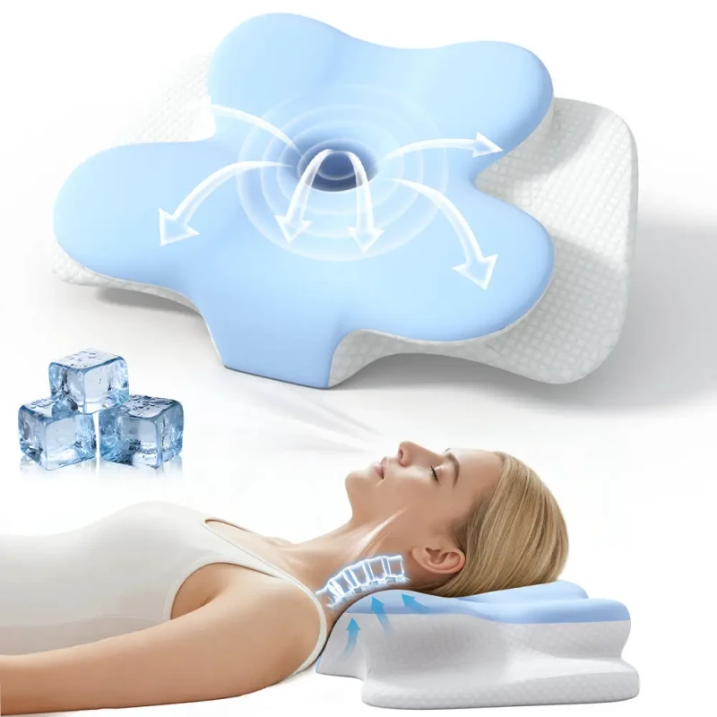 Modern-Ergonomic-Butterfly-Memory-Foam-Orthopedic-Cervical-Neck-Support-Breathable-Eco-Friendly-Contour-Pillow