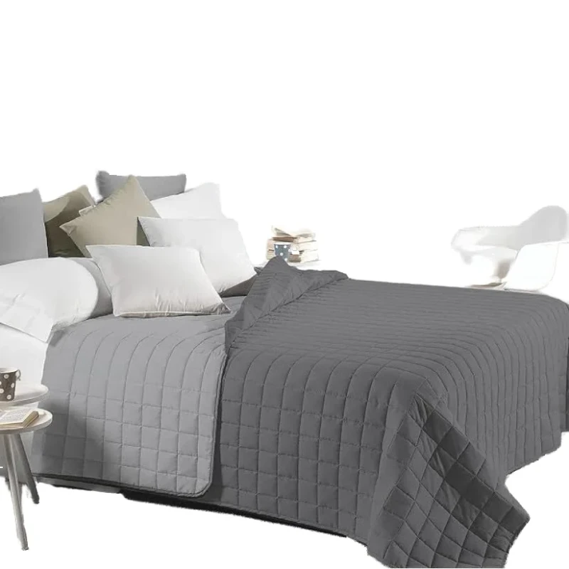 Modern-Light-Elegant-Summer-Quilt-Set-260x260-cm-Double-Face-Bedspread-Grey-Anthracite-3-Pcs-200TC-Stitching-Customizable-100
