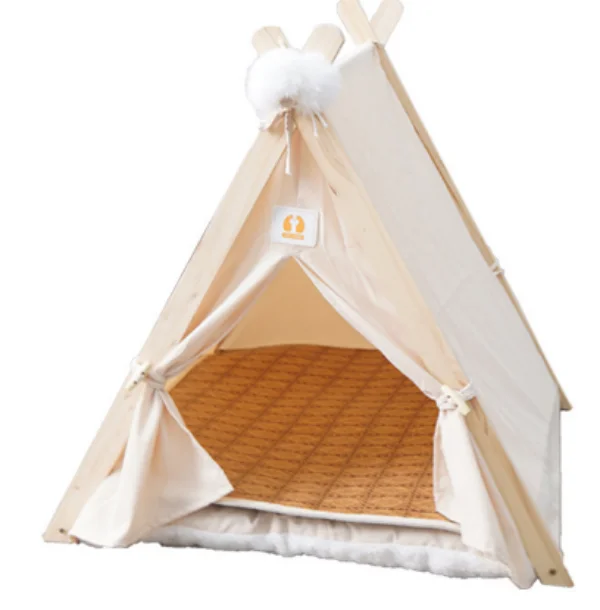 Modern-Luxury-Linen-Pet-Teepee-House-Factory-Outlet-Cat-Bed-Printed-Wood-Canvas-Indian-Tents-for-Dogs-Sweet-Style-Sale