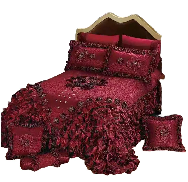 Modern-Luxury-Wedding-Comforter-Set-with-Lace-Bedspread-and-Pillowcases-New-Bed-Sheet-Bedding-for-Weddings