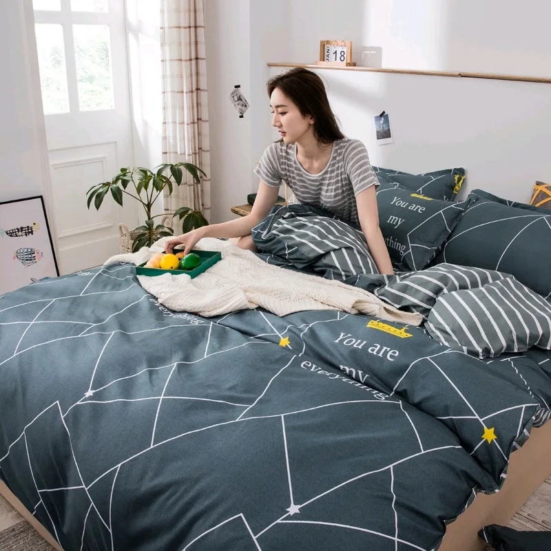 Modern-Simple-European-Style-Skin-Friendly-Aloe-Cotton-4pcs-Set-Quilt-Washable-Thickened-Printed-Bed-Sheet-Set-Bedding-Duvet