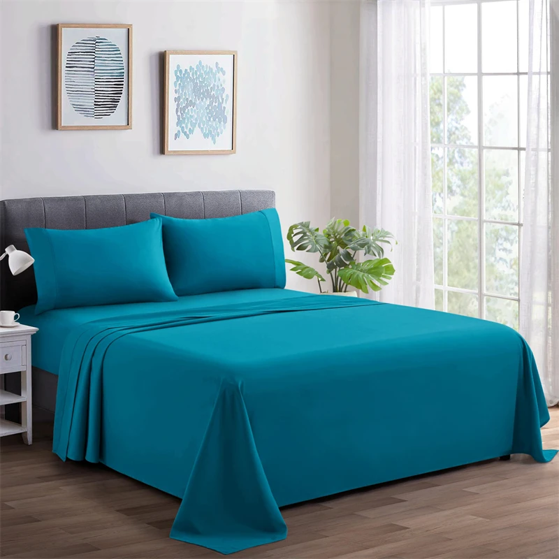 Modern-Solid-Color-Eco-Friendly-4-Piece-Bedding-Set-1-Flat-1-Fitted-Sheet-100-Cotton-OEKO-TEX-Certified-300TC-European-Style