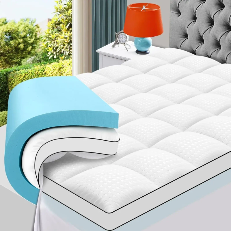 Modern-Style-Dual-Layer-2-Inch-Memory-Foam-Mattress-Topper-Memory-Foam-4-Inch-Memory-Foam-Mattress-Topper