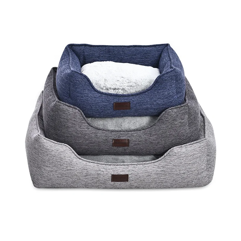 Modern-Style-Linen-Textile-Fabrics-Pet-Soft-Warm-Cozy-Memory-Foam-Cat-Dog-Bed