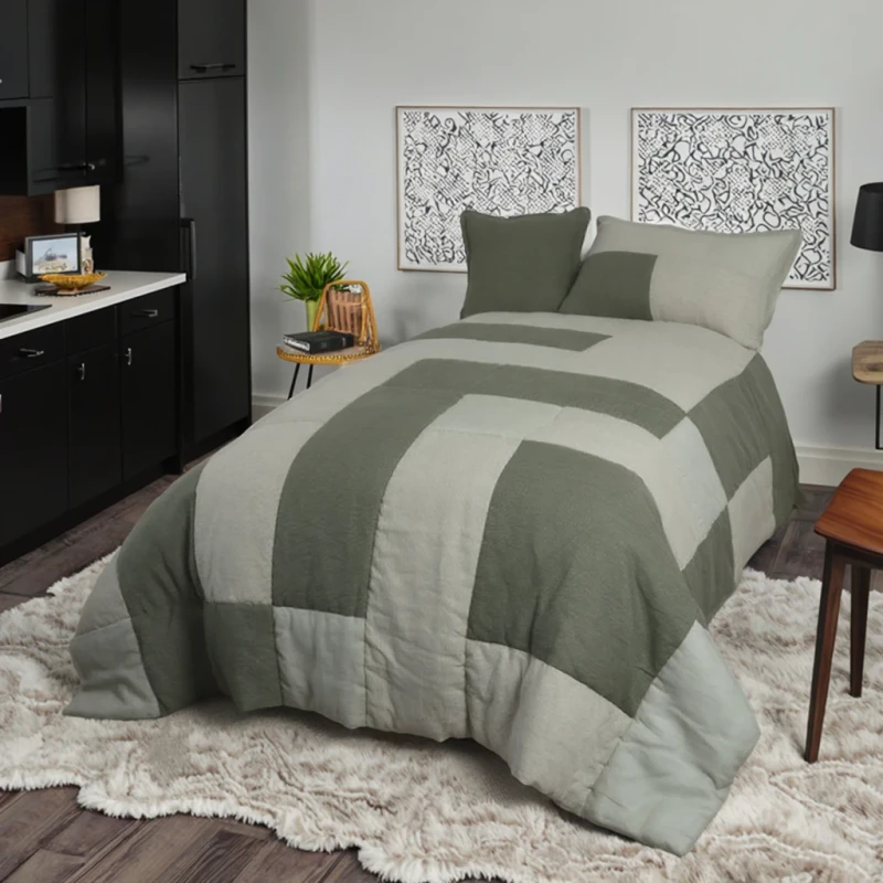 Modern-Style-Single-Summer-Cooling-Eco-Friendly-Quilt-100-Linen-Washed-Solid-Color-Four-Piece-Bedding-Set-Home-Use-Customizable