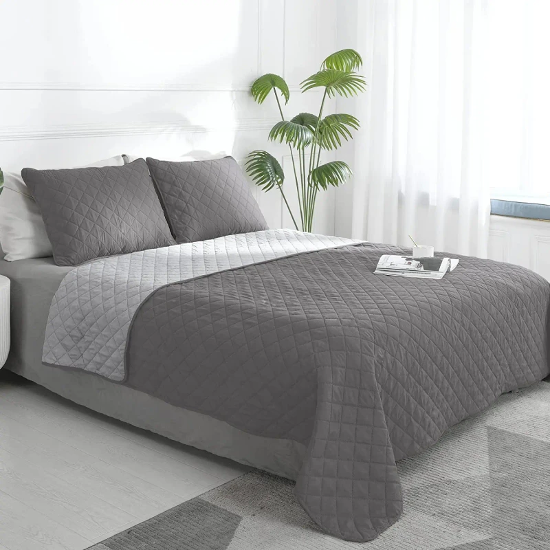 Modern-Style-Square-Pattern-Quilt-Coverlet-Set-Soft-Blue-3-Piece-All-Season-Bedspread-for-Queen-Bed