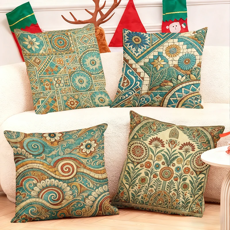Modern-Woven-Square-Throw-Pillows-for-Home-Hospital-Use-Cozy-Living-Room-Sofa-Decor-with-Festive-Stocking-Accents