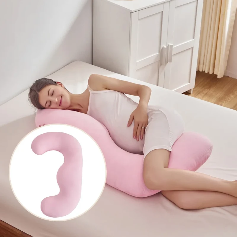 Moonlight-J-Shaped-Pink-Soft-Maternity-Pillow-OEKO-TEX-Certified-Womens-Body-Support-Comfortable-Sleep-Pregnancy-100x70x18cm
