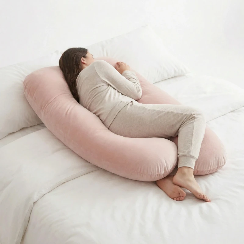 Moonlight-U-Shaped-Velvet-Soft-OEKO-TEX-Certified-Maternity-Pregnancy-Pillow-Full-Body-Polyester-Filling-Washable-Cover