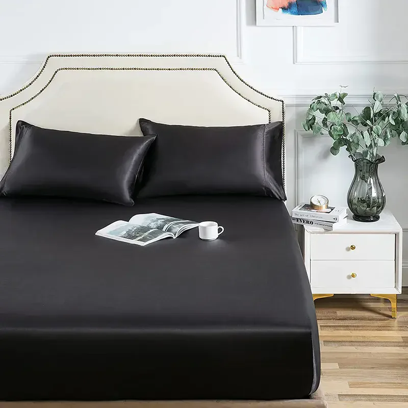 Morden-Luxury-Satin-Fitted-Sheet-Solid-Color-Ultra-Soft-Custom-Deep-Pocket-for-Home-or-Hotel-Use-Flat-Sheet-Style-Plain