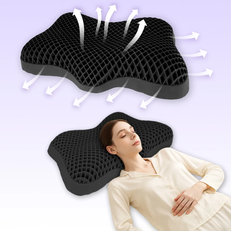 Multi-Layer-Therapeutic-Wedge-Pillow-Cooling-TPE-Butterfly-Honeycomb-Surface-on-Supportive-Natural-Latex-Foam-Core