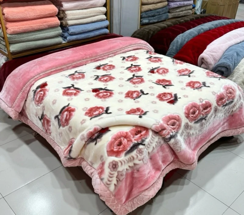 Multi-colour-Raschel-Thickened-Blanket-All-Seasons-Soft-Cosy-Fleece-Blanket